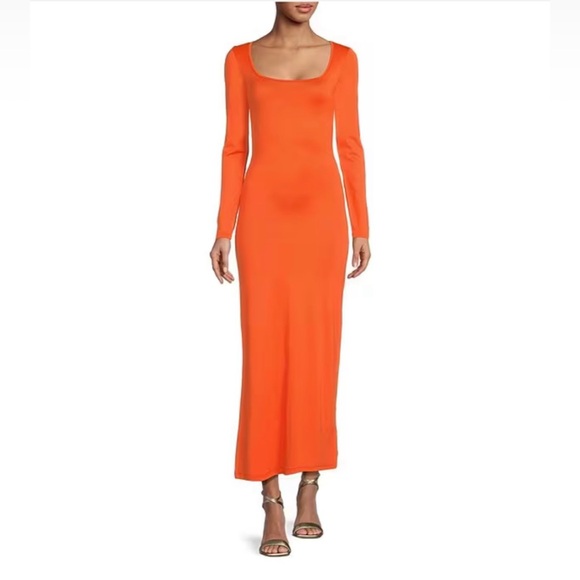 🍁🥳♥️ Gianni Bini Column Icon Knit Scoop Neck Long Sleeve Bodycon Midi Dre… - Picture 1 of 8